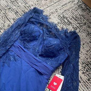 Bardot Royal Blue Lace Long Sleeve Dress
